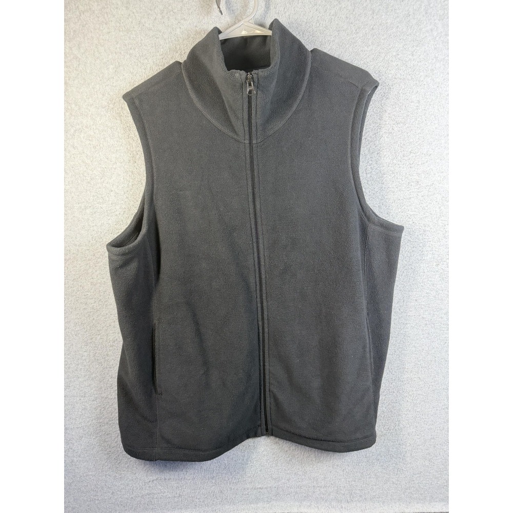 Lands' End Vest Womens XL Gray Fleece Full Zip Pockets Lightweight Casual Layer